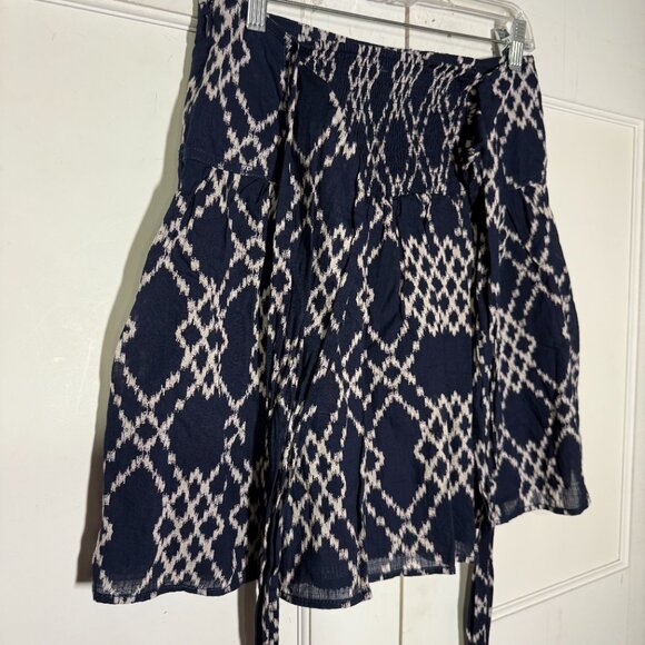 Anthropologie Rimbaud Tie Waist Mini Skirt Navy Blue Cream Size Small - Picture 10 of 13